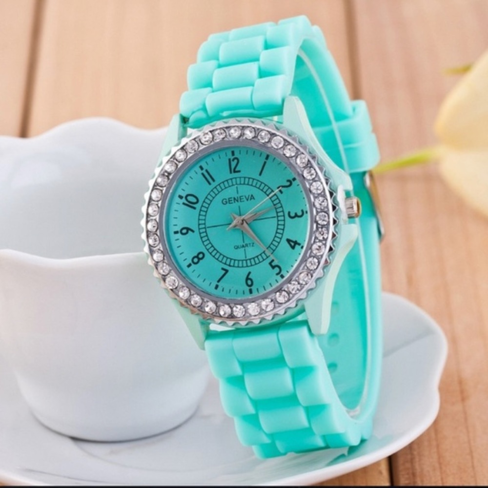 Ladies/Girls Youths Rhinestone Gel Watch